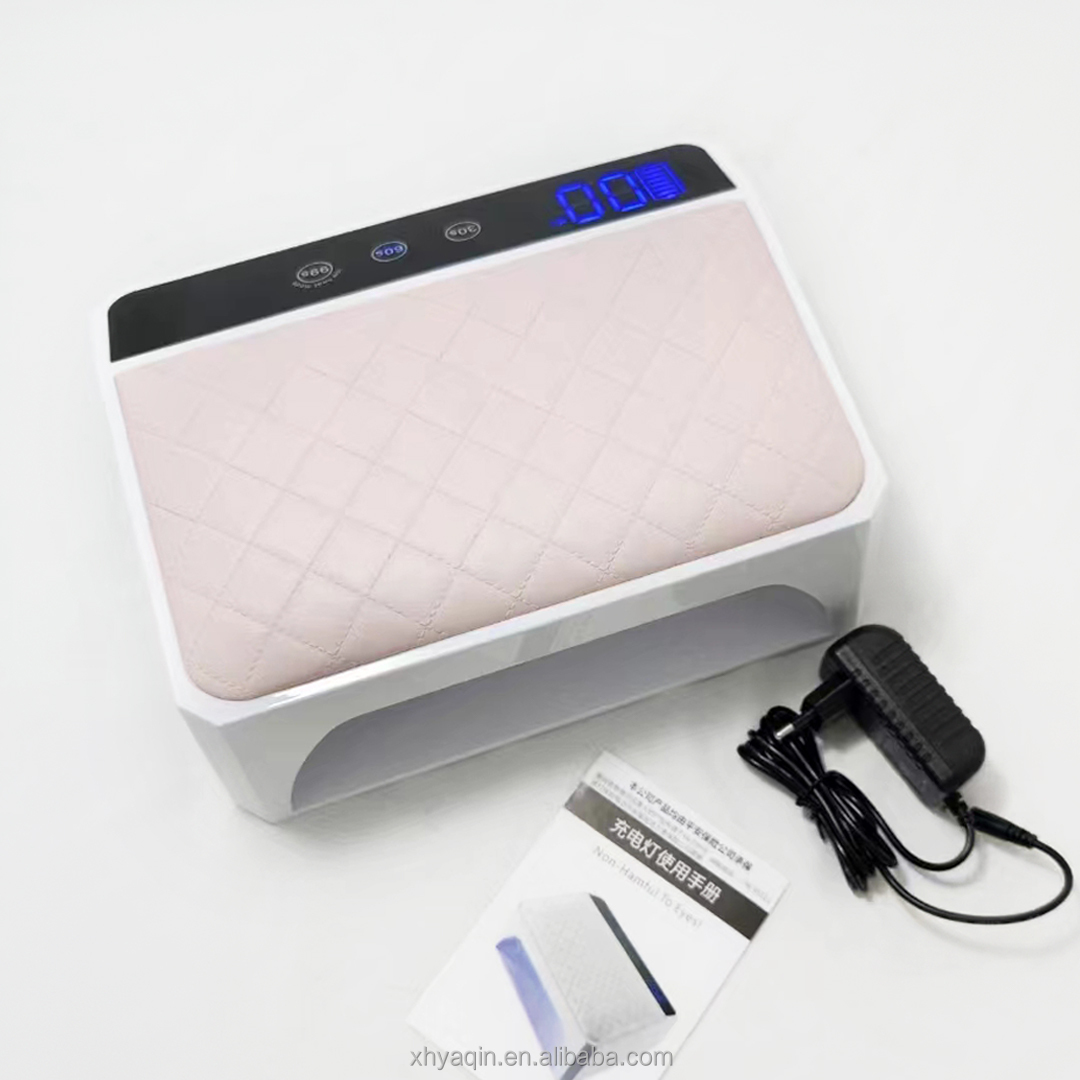 2024 YaQin New Arrival pink Light 72 w Cordless Rechargeable Drying Nail Polish LED UV Lamp with Customize Private LOGO