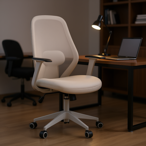 เก้าอี้สำนักงานเพื่อสุขภาพ รุ่น D0100XFP697 สีเบจ พนักพิงตาข่าย ปรับได้ หมุนได้ เหมาะสำหรับใช้ในบ้านและสำนักงาน - Product Image 2