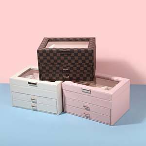 Bijoux en bois organisateur affichage lin velours anneau PU collier en cuir - Product Image 5