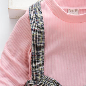 Vente en gros de vêtements pour enfants, nouveaux modèles, ensembles de vêtements pour enfants, chemises à manches longues unies et robes à carreaux pour filles - Product Image 4