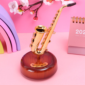 Yu Mo <b>Music</b> <b>Box</b> Trumpet Saxophone Horn Model Ornament Rotating Musical Instrument Gift For Children Students - Product Image 4