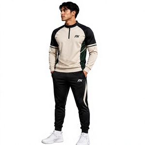 Ensemble de survêtement unisexe FN à manches courtes, demi-zip, respirant, anti-humidité, en polyester, pour l'entraînement, toutes saisons, coupe classique - Product Image 2