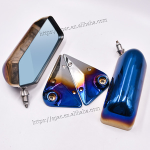 JDM rétroviseur universel <span class=keywords><strong>F1</strong></span> voiture de course miroir latéral brûlé artisanat carré titane miroirs bleus avec lentille bleue - Product Image 1