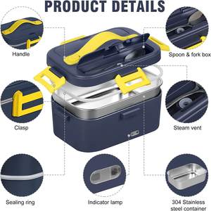 E01 Portable Electric Lunch Box <b>Food</b> <b>Heater</b> Stainless Steel USB Power Source for Household Car Outdoor Use - Product Image 3