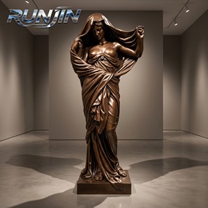 Escultura de Bronce Fundido de Mujer Desnuda Clásica a Tamaño Real en Hamaca con Túnica Drapeada, Arte Metálico para Galería de Arte o Museo - Product Image 4