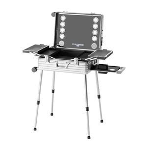 Valises à maquillage OBOX, boîte à cosmétiques avec miroir à lumière LED et Bluetooth pour maquilleur professionnel, <span class=keywords><strong>valise</strong></span> de studio - Product Image 1