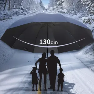 Paraguas Extra Grande de 130 cm, Plegable en Tres Secciones, con Revestimiento Negro, Resistente al Viento, Impermeable, para Viajes y Uso Familiar - Product Image 4