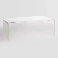 Salon cristallin personnalisé luxe moderne table basse carrée en acrylique clair