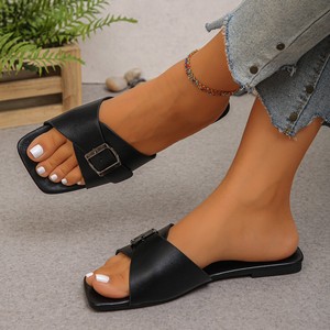 Zapatos de Mujer de Suela Suave de Alta Calidad, Sandalias de Mujer con Botón Cuadrado para Uso en Exteriores, Zapatos de Playa Versátiles - Product Image 4