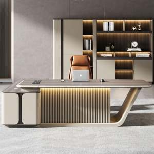 โต๊ะทำงานไม้รูปตัวแอลสำหรับผู้บริหารระดับพรีเมียมเฟอร์นิเจอร์เชิงพาณิชย์อลูมิเนียมพร้อมตู้สำหรับชุดโฮมออฟฟิศ - Product Image 6