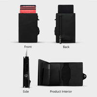 Dompet Pop Up Mewah Custom Terbaru, Penahan Kartu Kredit Aluminium untuk Pria, Billetera Con Tarjetero