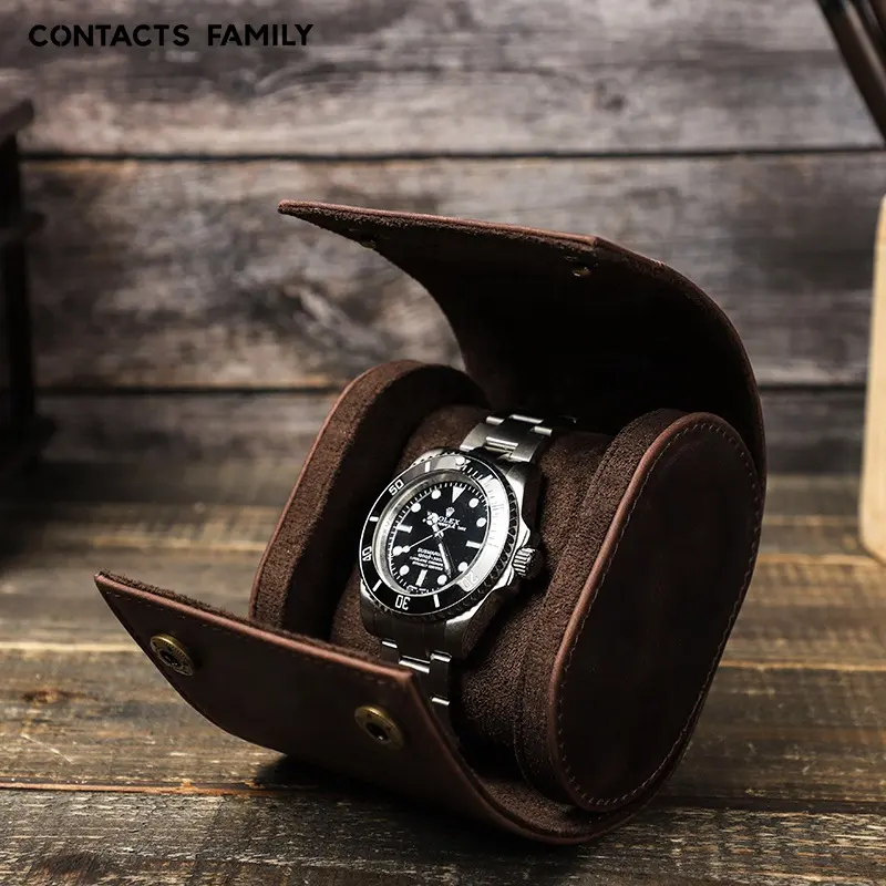 Luxe Handgemaakte Volledige Lederen Afneembare Display Kussen Reizen Horloge Opslag Watch Box Case Voor 1 Slot