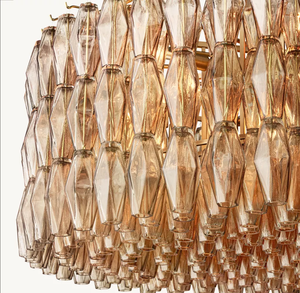 Suspension moderne en verre ambré rose <span class=keywords><strong>3</strong></span> couches goutte de pluie lampe de lustre éclairage de plafond affleurant grand lustre rond - Product Image 6