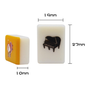 Mini Fichas de Mahjong 27x19x10mm ABS, Juego Portátil de Viaje, Amarillo y Blanco, Uso Universal, Número de Pieza MN-MJ905 - Product Image 3