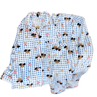 Pyjama en flanelle de polyester pour femme, automne/hiver, manches longues, imprimé dessin animé, col à revers, idéal pour se détendre à la maison