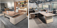 Vente en gros de 2m d'ordinateur de bureau en forme de L et de chaise de patron pour immeuble de bureaux ou chambre à coucher