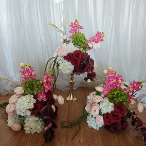 <span class=keywords><strong>Flores</strong></span> <span class=keywords><strong>Artificiales</strong></span> Realistas Color Rojo Borgoña Oscuro, Hortensias y Lirios de Tacto Real para Arreglos de Arcos y Fondos en Bodas, Fiestas y Eventos - Product Image 6