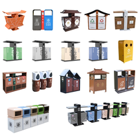 Poubelle de recyclage en bois et métal personnalisable pour mobilier d'extérieur Poubelle pour jardin, rue et parc, usage public, poubelles OEM