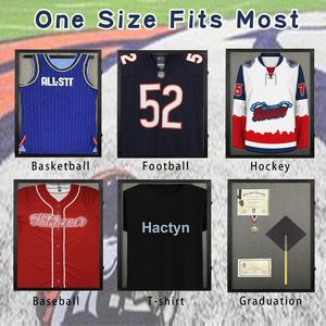 Black Jersey Display <strong>Frame</strong> Lockable UV Acrylic with Linen Lining 3 Display Methods for Basketball Football Jerseys - Product Image 5