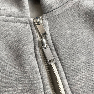 Sweat à capuche de luxe pour homme, coupe ample, double fermeture éclair, automne, 450 g/m², effet vieilli, lourd, 100 % coton tricoté, couleur unie - Product Image 4