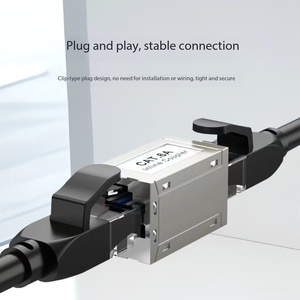 <strong>Premier</strong> Cable Metal Housing Shielded Gold-plated Copper <strong>Contacts</strong> Female Female RJ45 Cat6a Inline Gigabit Network Coupler Module - Product Image 2