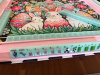Set Mahjong Amerika 160 Buah Ubin Akrilik dengan Joker, Bunga & Angin, Ubin Permainan Biru yang Tahan Lama
