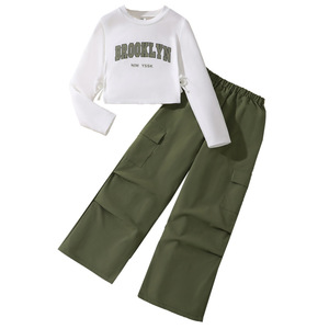 Conjunto de Ropa HIPPO KIDS para <span class=keywords><strong>Niñas</strong></span> de 8 a 12 Años, Ropa para Adolescentes, Camisa + Pantalones Arrugados - Product Image 1