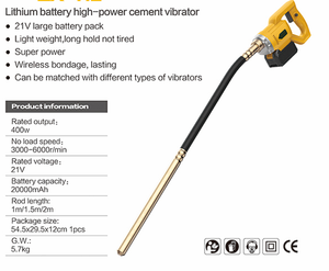 Vibrateur à béton portable rechargeable de grande taille, à batterie lithium, sans balais, pour mortier, de qualité industrielle - Product Image 3