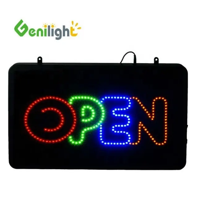 Lampu LED dekorasi jendela bisnis toko terbuka warna-warni papan tanda 22*13 inci
