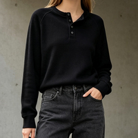 Sweat-shirt ample personnalisé par le fabricant, imprimé vintage, thermique, épais, effet vieilli, en maille gaufrée, à manches longues