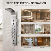 Panneau de douche pluie en acier inoxydable avec affichage numérique LED de la température, jets corporels et douchette à main pour salle de bain d'appartement