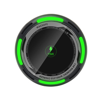 Nouveau design, chargeur de voiture sans fil à chargement ultra-rapide 15W avec éclairage vert néon à effet dégradé et clips de fixation pour grille d'aération, chargeur de téléphone pour voiture
