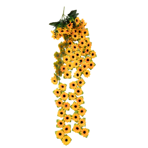 Petites fleurs artificielles en soie en forme de tournesol tridimensionnelles à suspendre au mur pour la décoration de la boutique de thé au lait, du balcon ou comme bouquet de verdure - Product Image 6