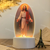 Christian jésus Led acrylique veilleuse Usb alimenté ovale gravé lampe de Table religieux décor à la maison église cadeau