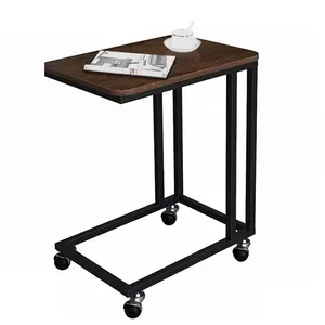 โต๊ะกาแฟไม้ C ทำจากไม้เนื้อแข็ง, โต๊ะยกสูงโต๊ะน้ำชาเฟอร์นิเจอร์โต๊ะข้างขนาดเล็กพร้อมแท่นชาร์จ