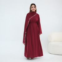 Nouvelle Robe Abaya Islamique 2 Pièces en Dentelle Florale et Mousseline Respirante à Manches Longues 2026 – Ensemble Premium Nida avec Hijab