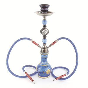 Cachimba árabe <span class=keywords><strong>de</strong></span> tamaño mediano con doble manguera, juego completo <span class=keywords><strong>de</strong></span> accesorios estilo bar, pipa <span class=keywords><strong>de</strong></span> metal esmerilado - Product Image 1