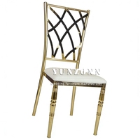 Chaises de salle à manger modernes en acier inoxydable chromé doré, empilables, meubles d'hôtel pour banquets et événements, utilisation en extérieur