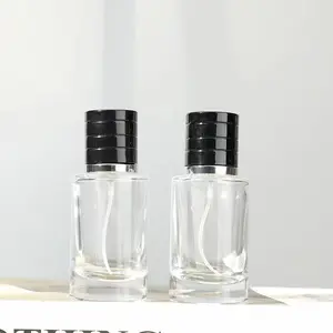 30 ml transparente zylinder-parfümflaschen Sprühglasflasche mit schwarzem Deckel tragbarer Duft-Diffusor nachfüllbare Flasche