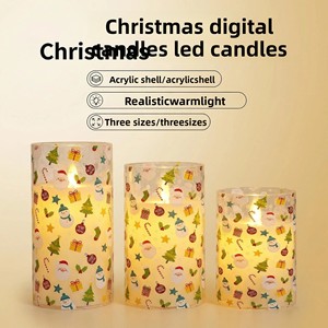 Bougie électronique lumineuse avec motif de bonhomme de neige de Noël imprimé UV, motif interchangeable, 75 fonctions - Product Image 2
