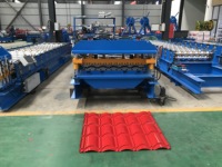 Ligne de production entièrement automatique de tuiles de toiture en acier verni, compatible PPGI, moteur d'alimentation 1200 mm, machine de formage à froid