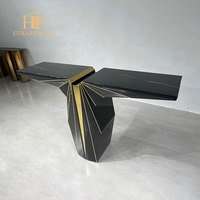 Meubles d'entrée de style nordique très demandés, table console en acier inoxydable avec plateau en marbre