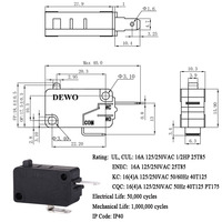 Micro-interrupteurs en gros pour chauffe-eau, bouton poussoir 16A 40T125