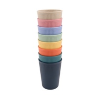 Gobelets écologiques réutilisables en paille de blé à rayures verticales, pour boire directement, résistants à l'eau bouillante, sans BPA, compatibles lave-vaisselle, pour le camping