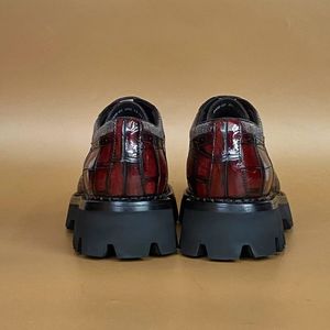 Zapatos de Vestir 100% Cuero de Cocodrilo - Derby con Suela Gruesa Color Borgoña para Hombre - Product Image 4