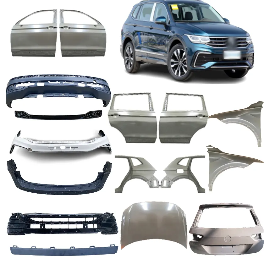 VW Tiguan R-Line Body Kit 2022กันชนหลังกระจังหน้าประตูท้ายรถกระบะสำหรับ Volkswagen Tiguan R Line อุปกรณ์เสริมรถยนต์