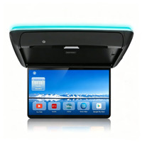 Nouveau système de divertissement automobile avec écran rabattable IPS HD de 14 pouces Android, télécommande, montage au plafond, lecteur USB stéréo