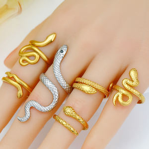 FY Fashion <span class=keywords><strong>Finger</strong></span> anelli oro Chunky in acciaio inossidabile senza dissolvenza cerchio impermeabile a spirale serpente anello da dito per donna uomo - Product Image 1