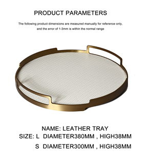 T314Wholesale Bandeja de servicio de metal de color personalizado Diseño circular de Ramadán Bandeja rodante Forma Bandejas de servicio de cuero decorativas para el hogar - Product Image 5