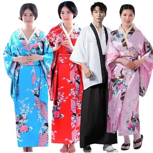 Asya giysi çiçek baskı geleneksel japon Kimono kadın Robe elbise Cosplay JPFW-001 için